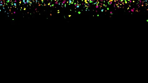 Multi-colored confetti falling over Black Screen With Matte Channel Stock Footage 279875255