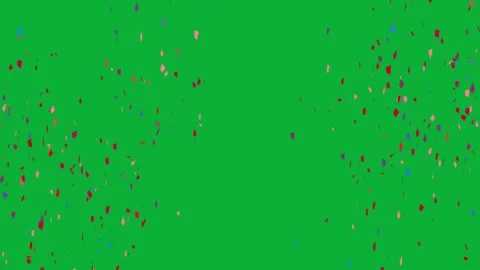 Multi colored confetti falling slowly on green screen background Video stock 313735255