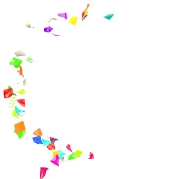 Multi-colored confetti flying in a circle Stock Illustration