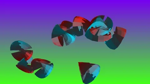 Multi-Colored Conical Segments Floating on Gradient Background Stock Footage 340131756