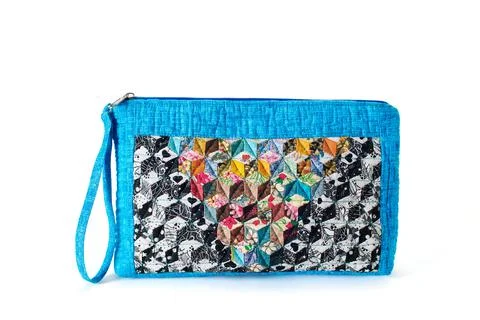 Multi-colored cubes pattern patchwork mini zipper bag Stock-Fotos