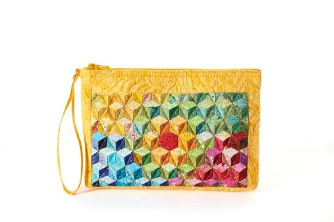 Multi-colored cubes pattern patchwork mini zipper bag Stock-Fotos