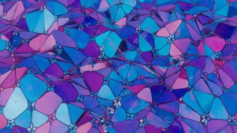 Multi-colored deformable low poly surface with black mesh. looped animation. 3d  Video stock 152909806