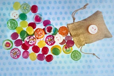 Multi-colored delicious lollipops. Various sweets. Stock Photos
