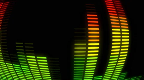 Multi-colored Digital audio VU meters with bulge effect - In 4k Stock Footage 54900760