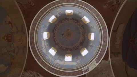 The multi-colored dome of an old abandoned church Video stock 253223821