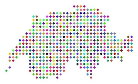 Multi Colored Dotted Swissland Map Stock Illustration