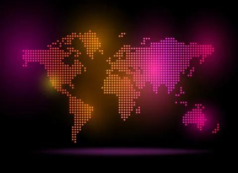 Multi colored dotted World Map. Vector illustration Stock Illustration