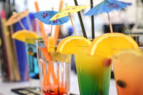 Multi colored drinks Stock Photos