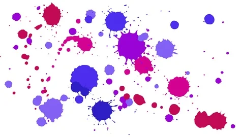 Multi-colored drops of  paint appear and disappear on a white background Stock Footage 121611656