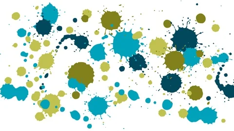 Multi-colored drops of  paint appear and disappear on a white background Stock Footage 121611660