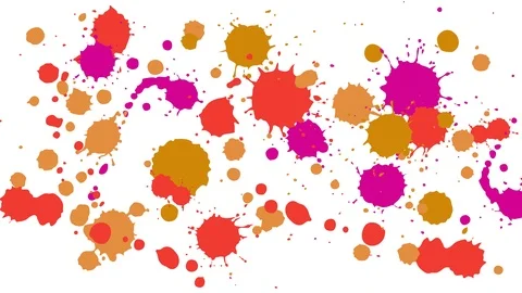 Multi-colored drops of  paint appear and disappear on a white background Stock Footage 121611665