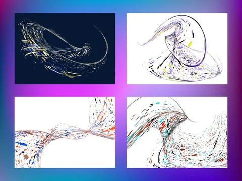 Multi-colored dust particles and debris, paint splashes, strokes are carried  Illustration