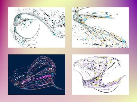 Multi-colored dust particles and debris, paint splashes, strokes are carried  Stock Illustration