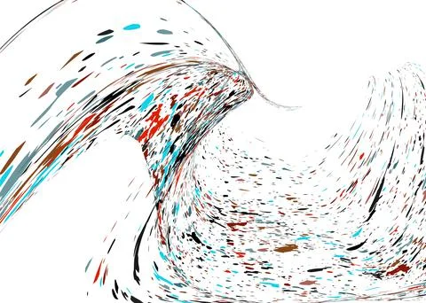 Multi-colored dust particles and debris, paint splashes, strokes are carried  Stock Illustration