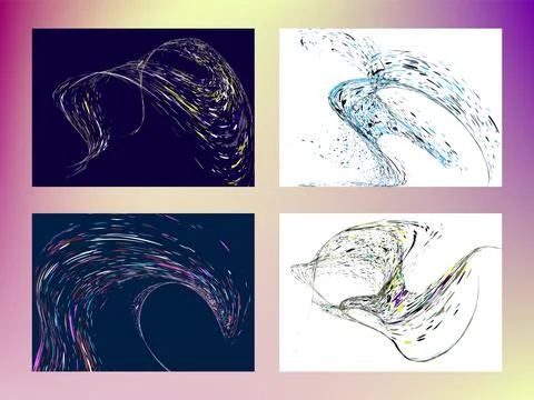 Multi-colored dust particles and debris, paint splashes, strokes are carried  库存插图