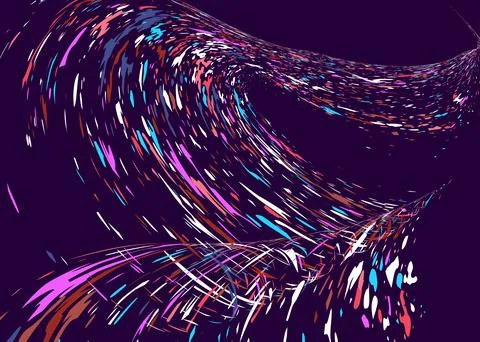 Multi-colored dust particles and debris, paint splashes, strokes are carried  Stock Illustration