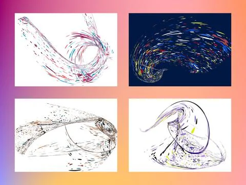 Multi-colored dust particles and debris, paint splashes, strokes are carried  Иллюстрация
