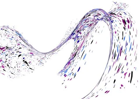 Multi-colored dust particles and debris, paint splashes, strokes are carried  Stock Illustration