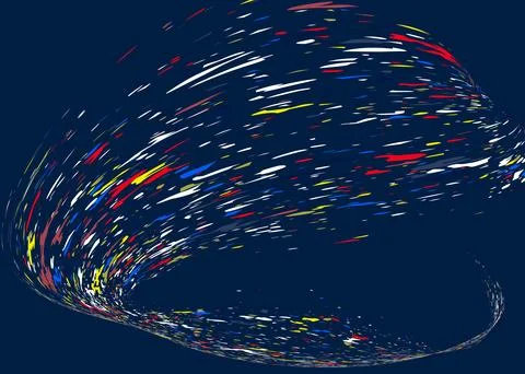 Multi-colored dust particles and debris, paint splashes, strokes are carried  Stock Illustration