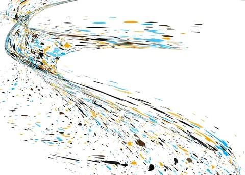 Multi-colored dust particles and debris, paint splashes, strokes are carried  Stock Illustration