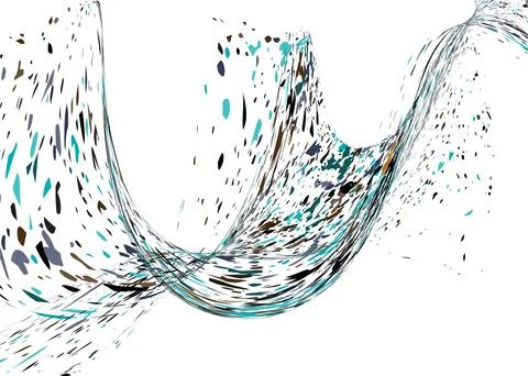 Multi-colored dust particles and debris, paint splashes, strokes are carried  Stock Illustration