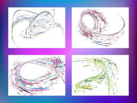 Multi-colored dust particles and debris, paint splashes, strokes are carrie.. 库存插图