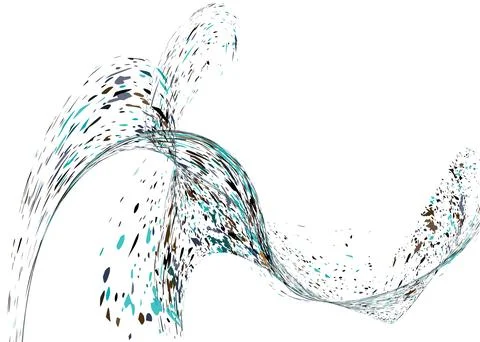 Multi-colored dust particles and debris, paint splashes, strokes are carried  Stock Illustration