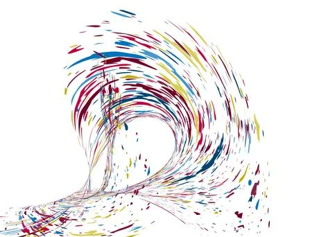 Multi-colored dust particles and debris, paint splashes, strokes are carried  Stock Illustration