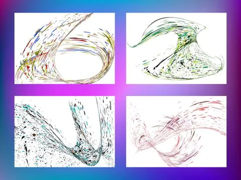 Multi-colored dust particles and debris, paint splashes, strokes are carrie.. 库存插图