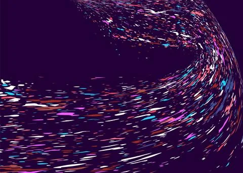 Multi-colored dust particles and debris, paint splashes, strokes are carried  Stock Illustration