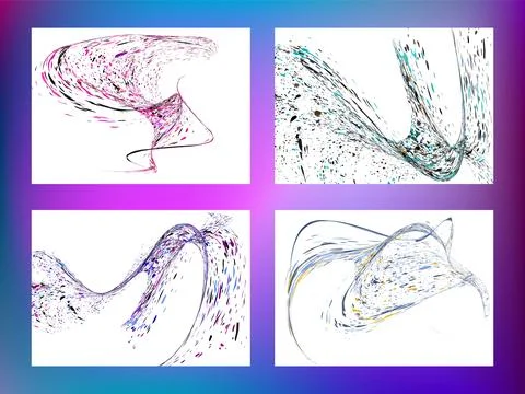 Multi-colored dust particles and debris, paint splashes, strokes are carrie.. 库存插图