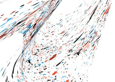 Multi-colored dust particles and debris, paint splashes, strokes are carried  库存插图