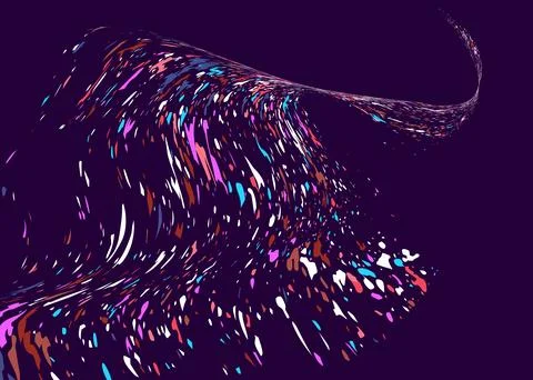 Multi-colored dust particles and debris, paint splashes, strokes are carried  Stock Illustration