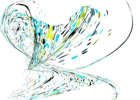Multi-colored dust particles and debris, paint splashes, strokes are carried  Illustration