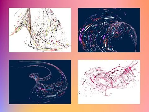 Multi-colored dust particles and debris, paint splashes, strokes are carrie.. Stock Illustration