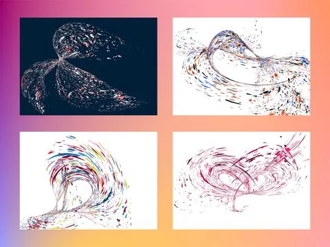 Multi-colored dust particles and debris, paint splashes, strokes are carrie.. Stock Illustration