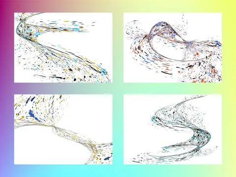 Multi-colored dust particles and debris, paint splashes, strokes are carrie.. Illustrazione stock