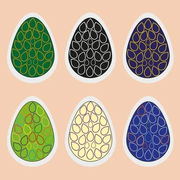 Multi colored Easter egg stickers Stock Illustration