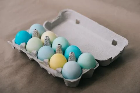 Multi colored easter eggs cardboard Stock Photos
