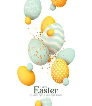 Multi-colored Easter eggs. Festive Easter background. Vector illustration Stock Illustration