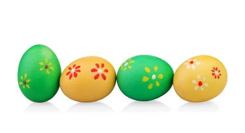 Multi colored easter eggs with handmade flowers Photos