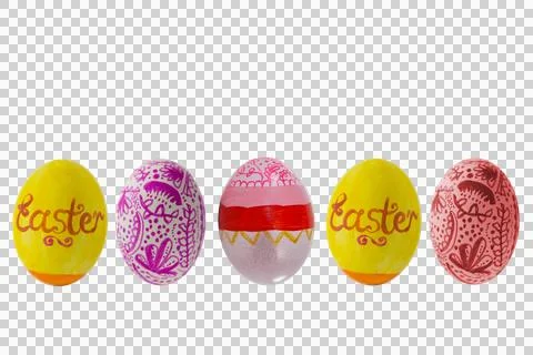 Multi colored Easter eggs side by side Stock Photos
