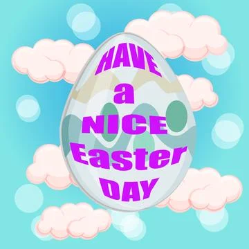 Multi-colored egg on a postcard for the celebration of Easter among the clouds Stock Illustration