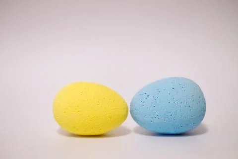 Multi-colored eggs made of polystyrene, Easter decor for studios made of poly Stock Photos