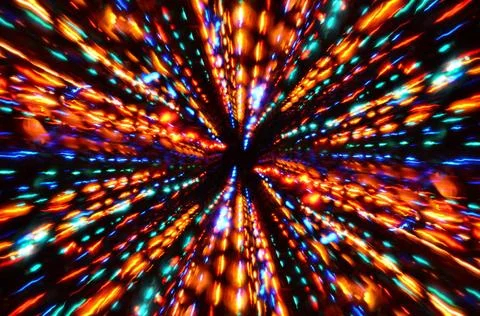 Multi-colored explosion of lights. Tunnel effect wallpaper Multi-colored e... Stock Photos