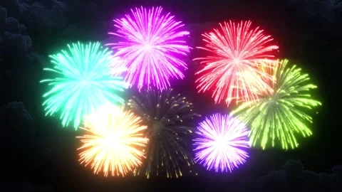 Multi Colored Firework exploding in the night sky Stock Footage 322911742