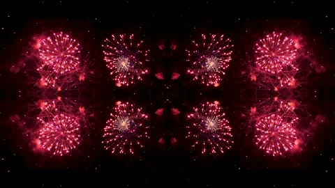 Multi-colored fireworks of burgundy, lilac and gold on a black sky. Overall.. Stock Footage 287498573