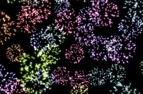 Multi-Colored Fireworks display Background design Illustrazione stock