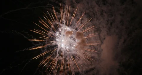 Multi Colored Fireworks Display at Summer Event with Rocket Trails and Strobes Vidéo 111983099